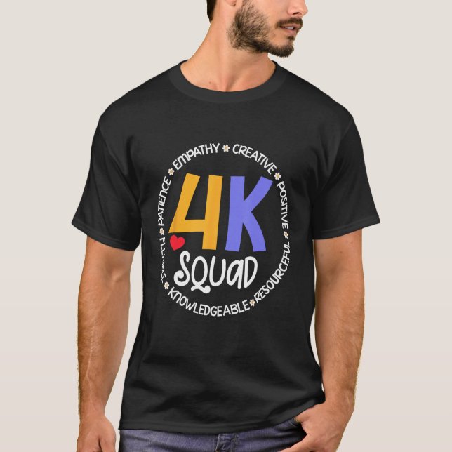 T-shirt 4K Squad Crew Team Teacher Kindergarten Kinder Ele (Devant)