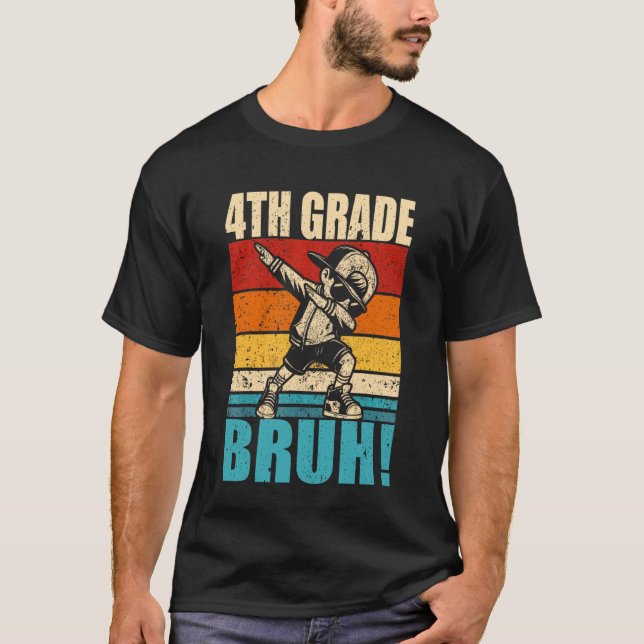 T-shirt 4th Grade Bruh Dabbing Boy Fourth Grade Squad Boy  (Devant)