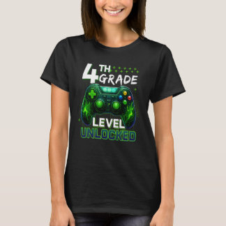 T-shirt 4th Grade Level Unlocked Gamer Boys Kids First Day