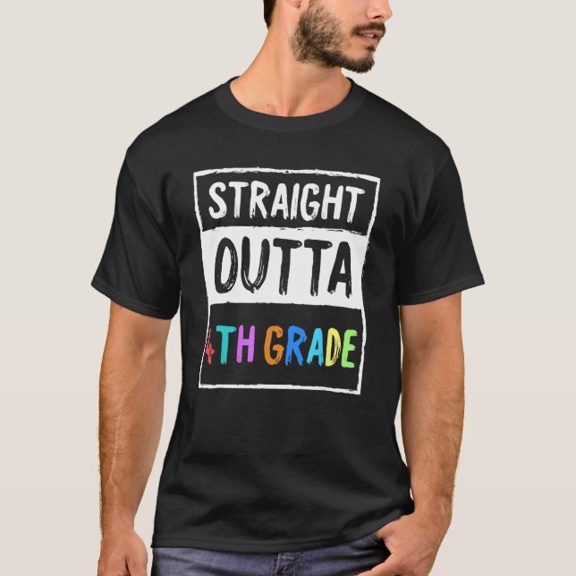 T-shirt 4th Grader Trendy School Gift Straight Outta 4th G (Devant)
