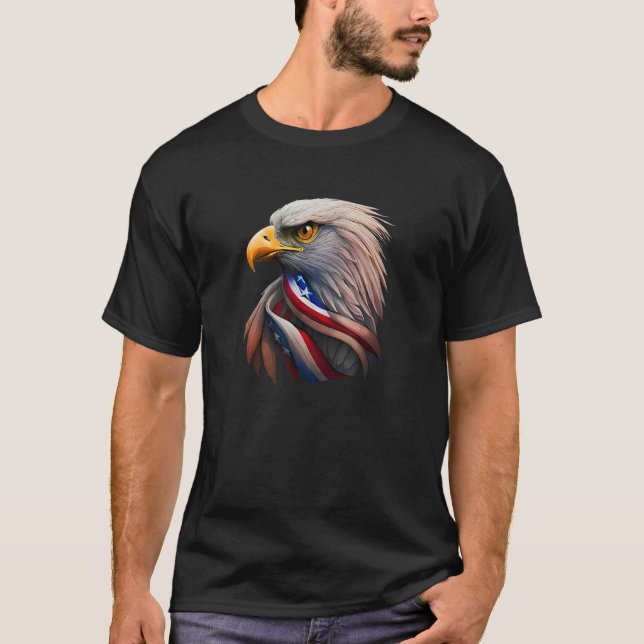 T-shirt 4th july American eagle flag Independence Day (Devant)