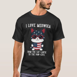 T-shirt 4Th July Cat I Love Meowica Patriotic Cat