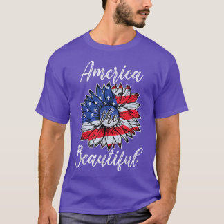 T-shirt 4th Of July America Sunflower US Patriotic America