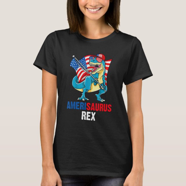 T-shirt 4th of July Amerisaurus Rex American Flag T Rex Di (Devant)