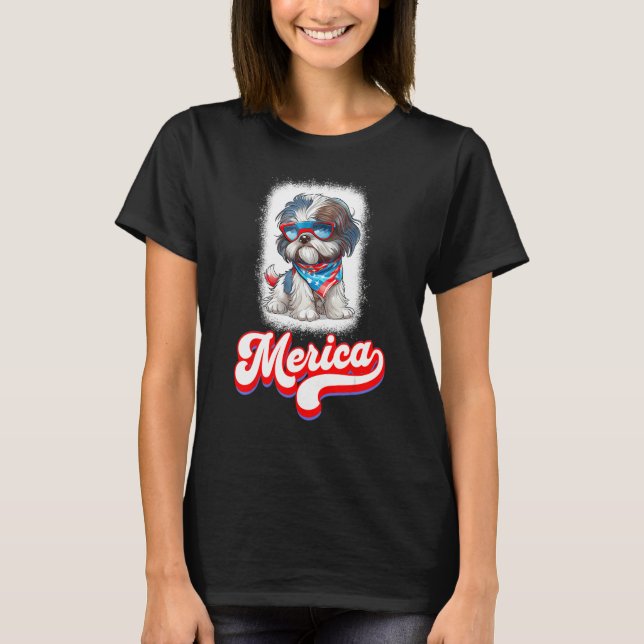 T-shirt 4th Of July Cute Shih Tzu Puppy Dog (Devant)