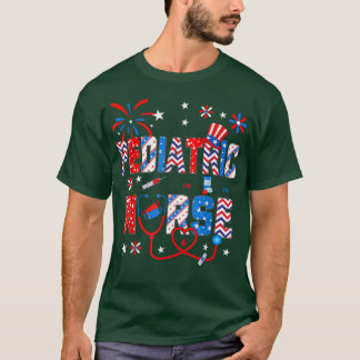T-shirt 4th Of July For Women Stethoscope Patriotic Pediat