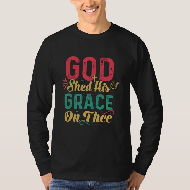 T-shirt 4th Of July Groovy Patriotic God Shed His Grace On (Devant)