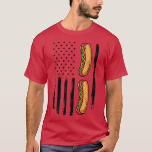T-shirt 4th of July Hot Dog American Vintage Flag Grilling