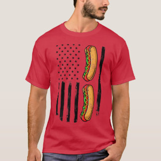 T-shirt 4th of July Hot Dog American Vintage Flag Grilling