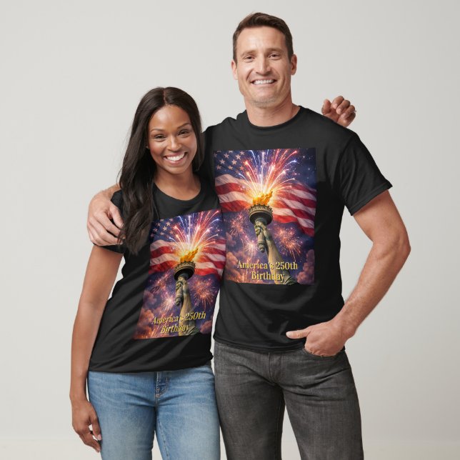 T-shirt 4th of July Liberty Torch Fireworks USA 250th (Unisexe)