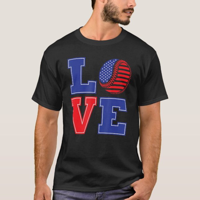 T-shirt 4th of July Love Baseball (Devant)