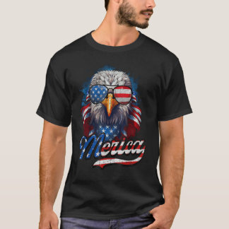T-shirt 4th of July Merica Eagle USA Flag American Indepen