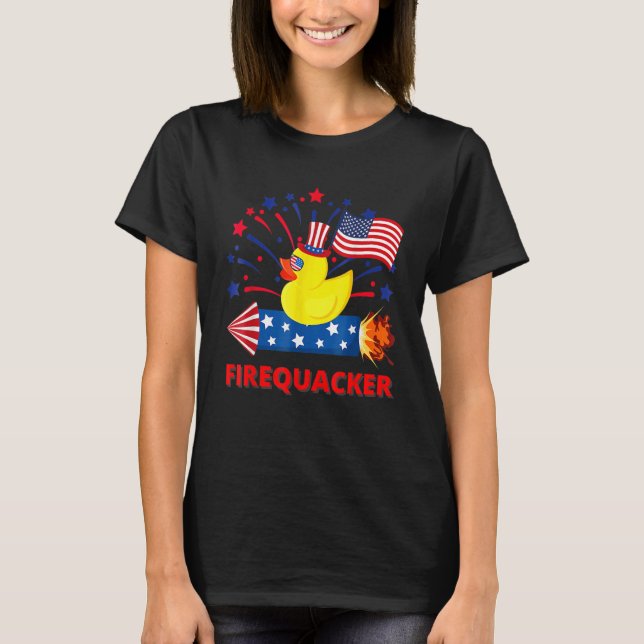 T-shirt 4th Of July Patriotic Firecracker Rubber Duck Fire (Devant)