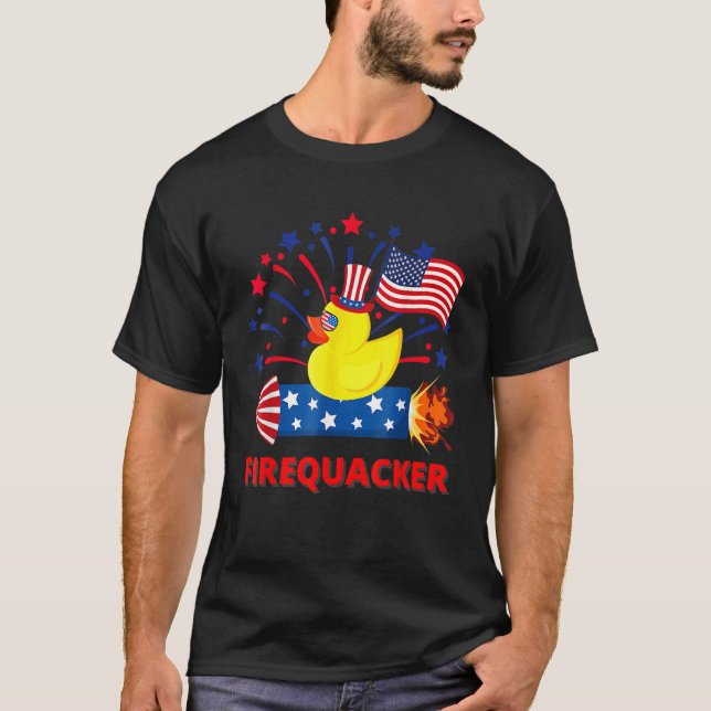 T-shirt 4th Of July Patriotic Firecracker Rubber Duck Fire (Devant)