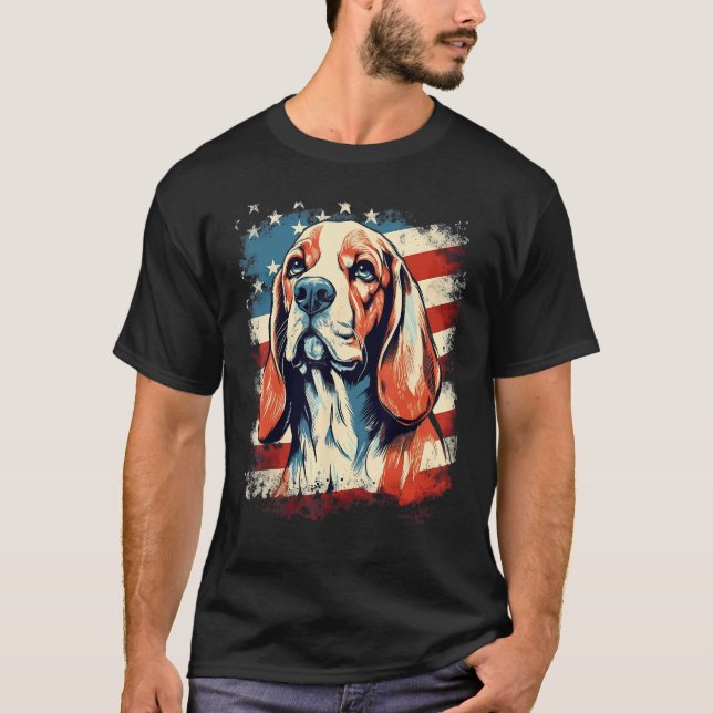 T-shirt 4th Of July US Flag Beagle Dog (Devant)