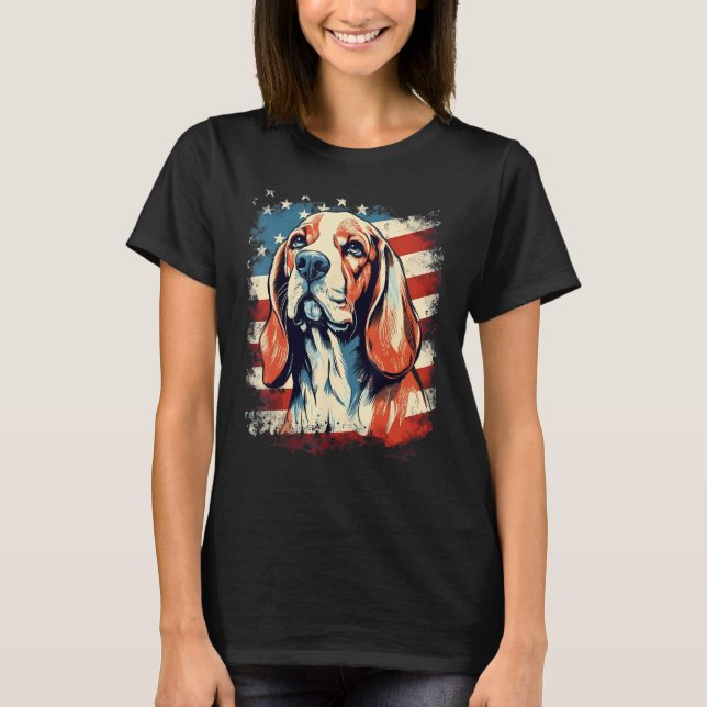 T-shirt 4th Of July US Flag Beagle Dog (Devant)