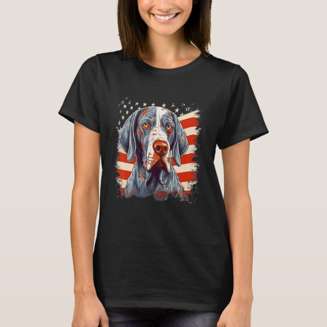 T-shirt 4th Of July US Flag English Pointer Dog (Devant)