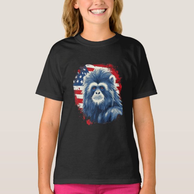 T-shirt 4th Of July US Flag Gibbon (Devant)