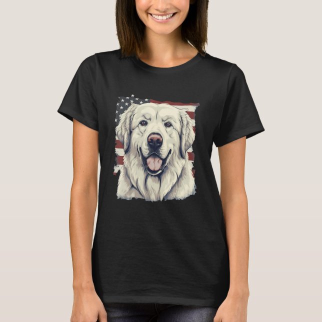 T-shirt 4th Of July US Flag Great Pyrenees Dog 1 (Devant)