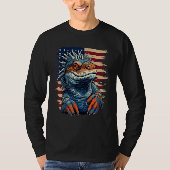 T-shirt 4th Of July US Flag Iguana 1 (Devant)