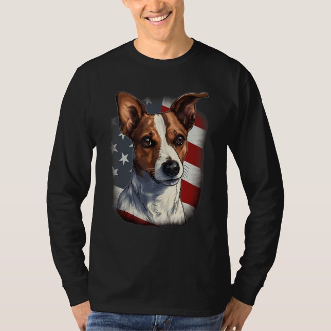 T-shirt 4th Of July US Flag Jack Russell Dog (Devant)