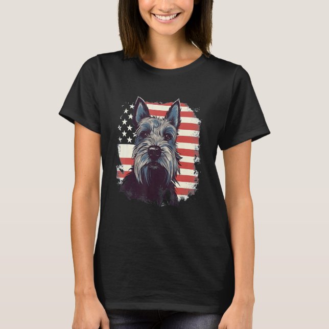 T-shirt 4th Of July US Flag Scottish Terrier Dog 3 (Devant)