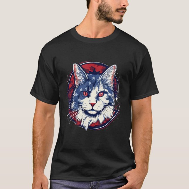 T-shirt 4th Of July US Flag Turkish Van Cat (Devant)