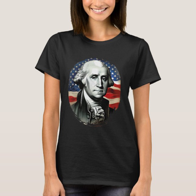 T-shirt 4th of July USA George Washington Painting On (Devant)