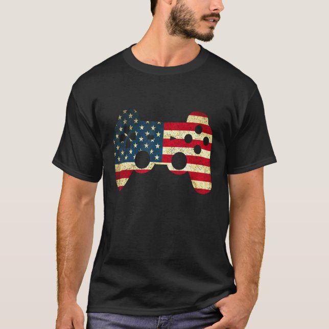 T-shirt 4th Of July Video Game Gamer Patriotic (Devant)