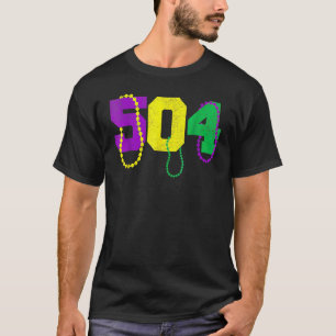 T-shirt 504 perles drôle Mardi Gras New Orleans Carnival F