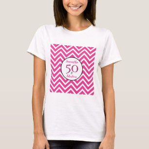 T-shirt 50 ans et Fabuleux Cerise Rose Motif Chevron Fête