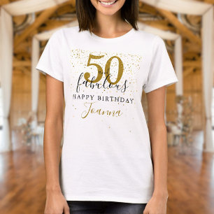 T-shirt 50 ans et Fabulux Anniversaire Élégant Or et Noir