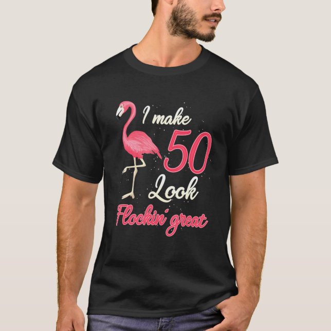 T-shirt 50 ans Flamant rose de citrouille femmes 50e anniv (Devant)
