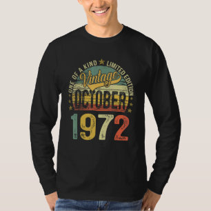 T-shirt 50 ans Vintage octobre 1972 50e Anniversaire