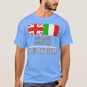 T-shirt 50 British 50 Italian 100 Awesome Cadeau pour Ital