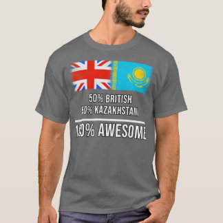 T-shirt 50 British 50 Kazakhstan 100 Cadeau génial pour Ka