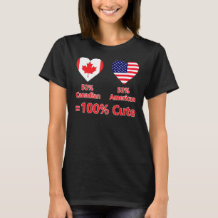 T-shirt 50 Canadien 50 Américain 100 Mignonne mi-Patriotiq