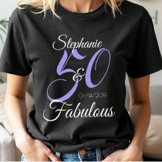 T-shirt 50 et Fabulous Pink Personnalisé fête d'anniversai