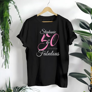 T-shirt 50 et Fabulous Pink Personnalisé fête d'anniversai