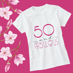 T-shirt 50 et Fabulous Pink Retro Typographie Vintage