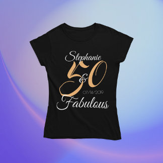 T-shirt 50 et Fabulous rose Personnalisé Anniversaire fête