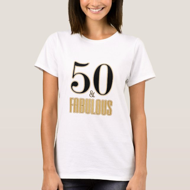 T-shirt 50 & Fabuleuse typographie Black Gold 50e annivers (Devant)
