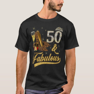 T-shirt 50 & Fabuleux 50e Anniversaire du vin Rose Leopard