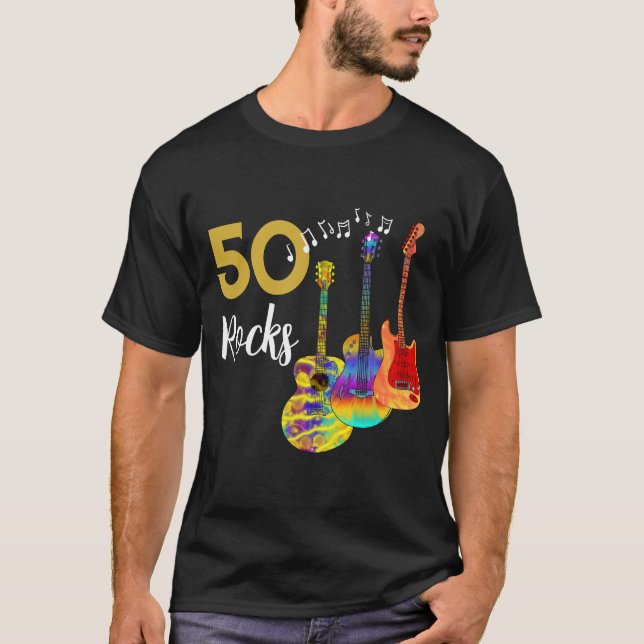 T-shirt 50 Rocks Guitar 50e anniversaire fête (Devant)