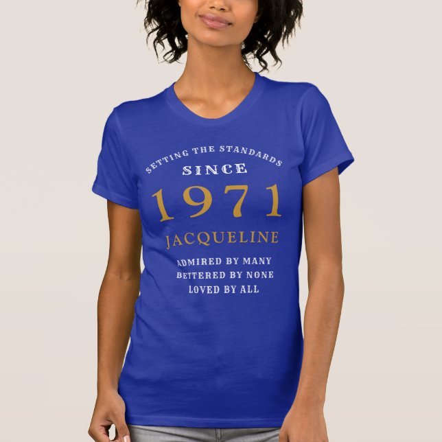 T-shirt 50e anniversaire 1971 Blue Gold pour sa personnali (Devant)