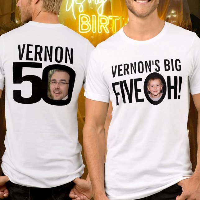 T-shirt 50e anniversaire cinq fiveoh nom personnalisé phot (Créateur téléchargé)