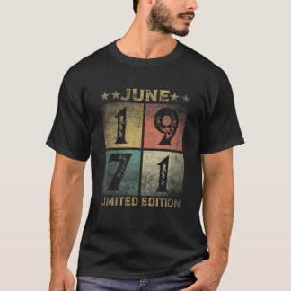 T-shirt 50E Anniversaire Décorations Juin 1971 Hommes Femm