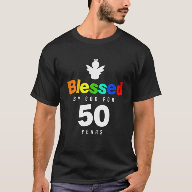 T-shirt 50E Anniversaire Don Chrétien Béni Par Dieu Pour 5 (Devant)