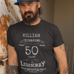 T-shirt 50e anniversaire Hommes personnalisés Texte gris a