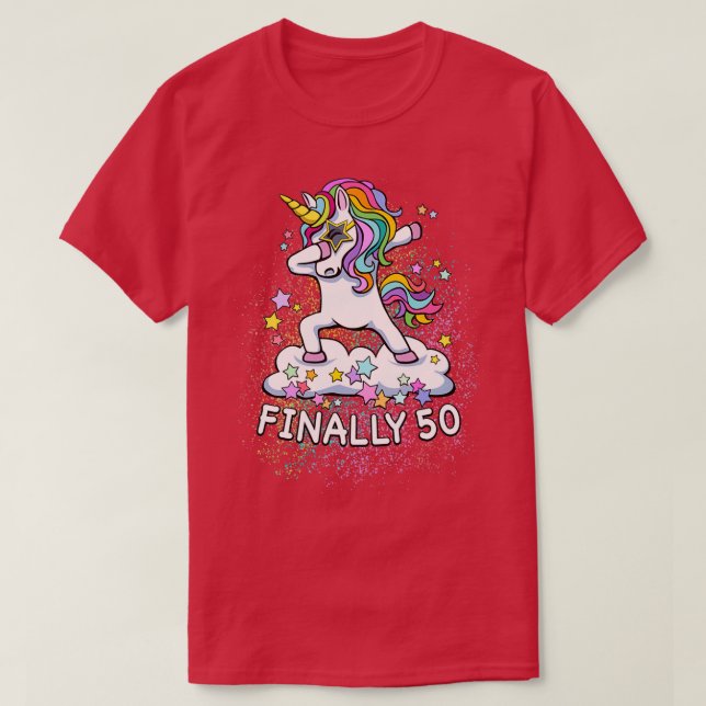 T-shirt 50e anniversaire licorne cool dabbing (Design devant)